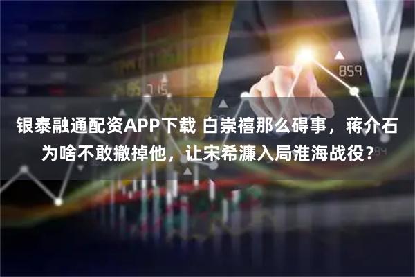 银泰融通配资APP下载 白崇禧那么碍事，蒋介石为啥不敢撤掉他，让宋希濂入局淮海战役？