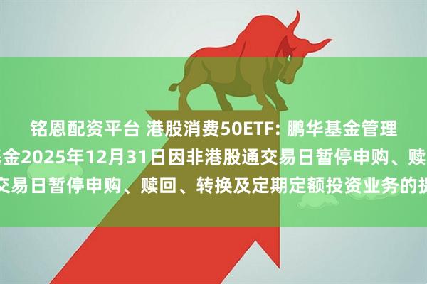 铭恩配资平台 港股消费50ETF: 鹏华基金管理有限公司关于旗下部分基金2025年12月31日因非港股通交易日暂停申购、赎回、转换及定期定额投资业务的提示性公告